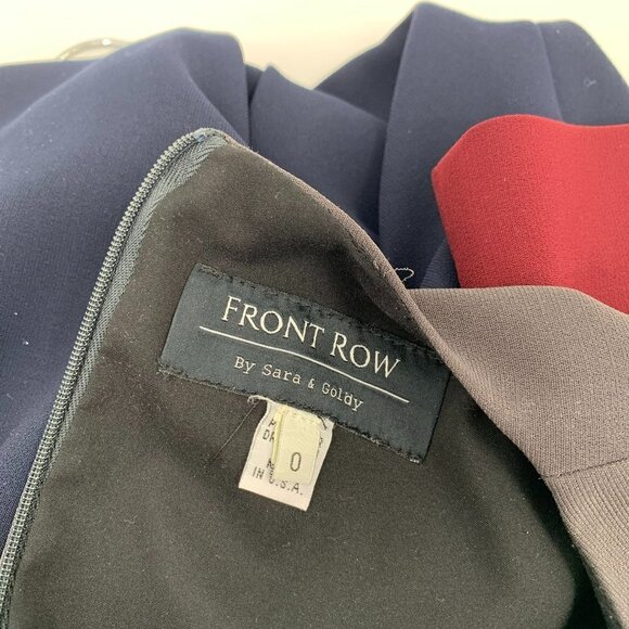 Front Row Sara Goldy colorblock dress fit flare gray wine navy midi modest 0 - Picture 4 of 4